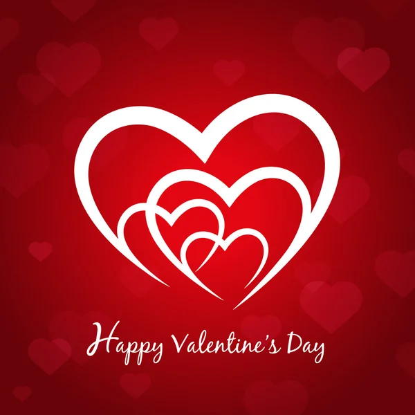 Feliz dia dos namorados cartão vermelho com símbolo de corações — Vetor de Stock