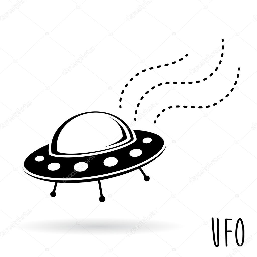 UFO (unidentified flying object). Flying saucer vector illustration.