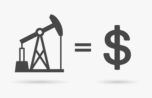 Petróleo es igual al símbolo del dólar - valor del icono del concepto de petróleo . — Vector de stock