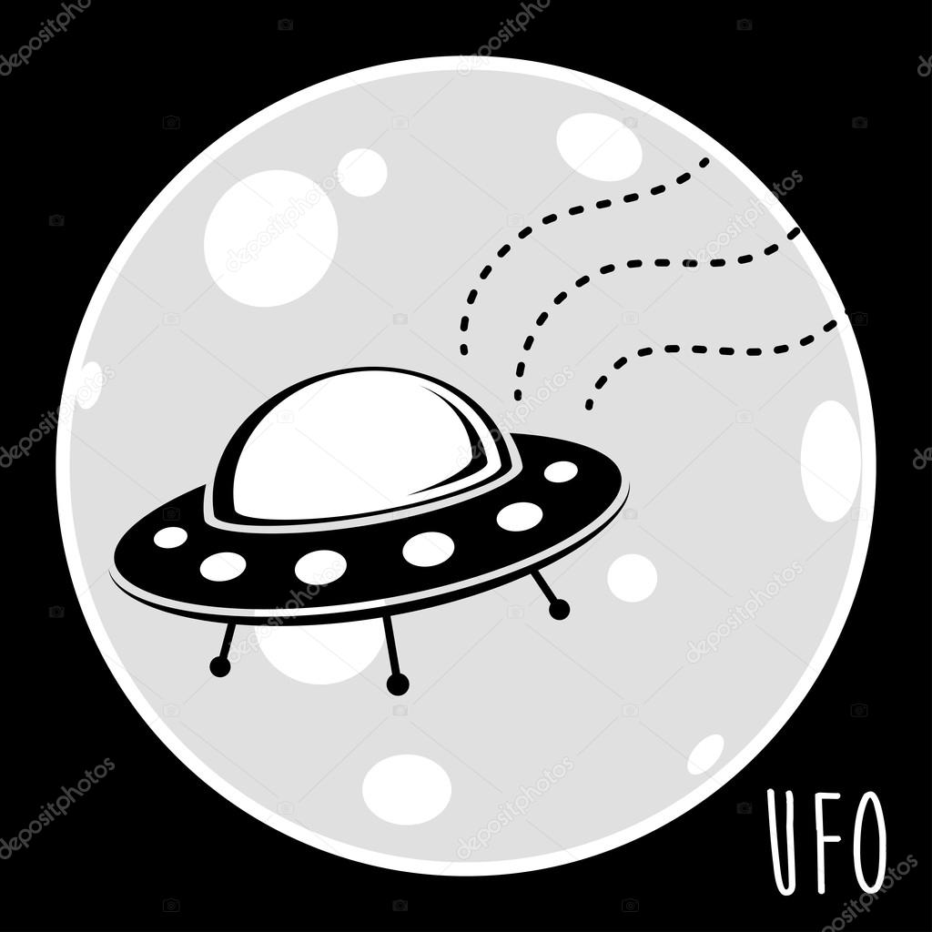 UFO (unidentified flying object). Flying saucer vector illustration