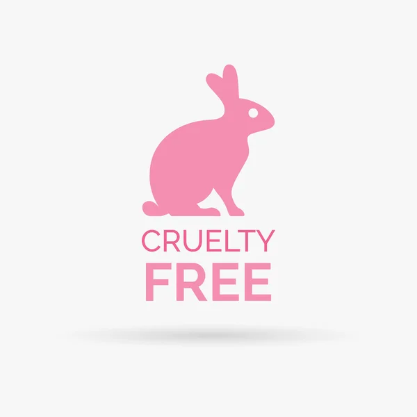 Cruelty free icon design with pink bunny rabbit vector symbol — Stock Vector