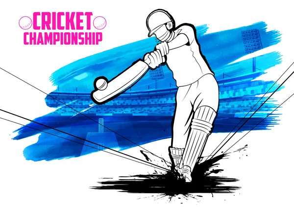 Batsman giocare a cricket campionato — Vettoriale Stock