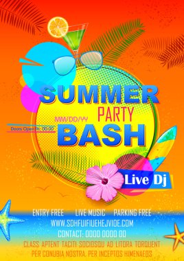 Summer Party poster design clipart