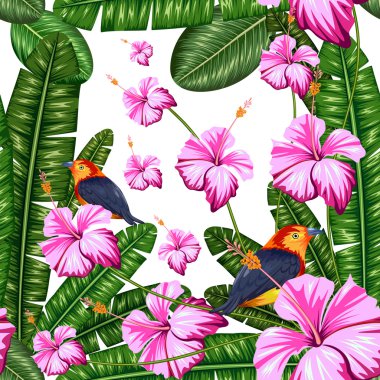 Egzotik tropik çiçek ile Seamless modeli
