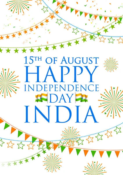 三色印度旗帜为快乐印度独立日 — 图库矢量图片