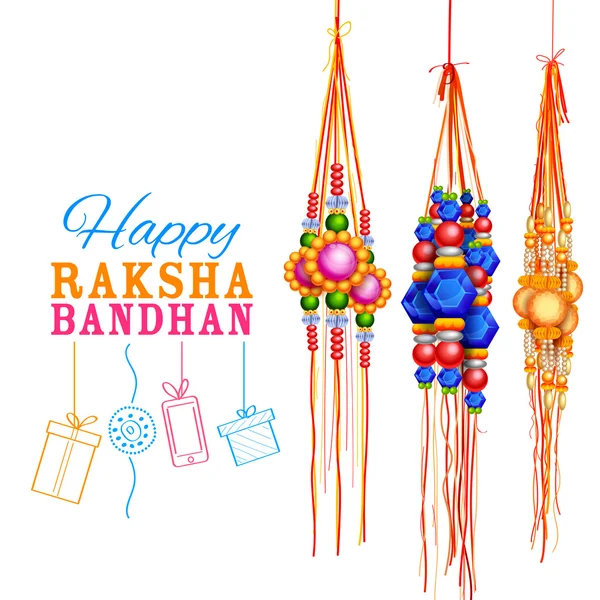 Raksha Bandhan fond avec rakhi et cadeau — Image vectorielle