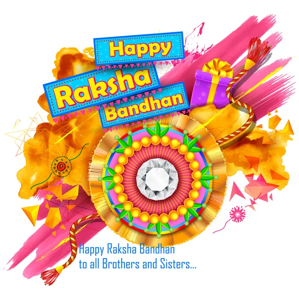 Raksha Bandhan φόντο με rakhi και δώρο — Διανυσματικό Αρχείο