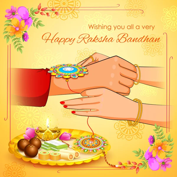 Frère et sœur attacher Rakhi sur Raksha Bandhan — Image vectorielle