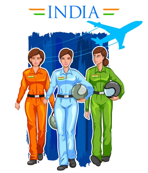 Women pilot on Indian background showing developing India — Stock Vector