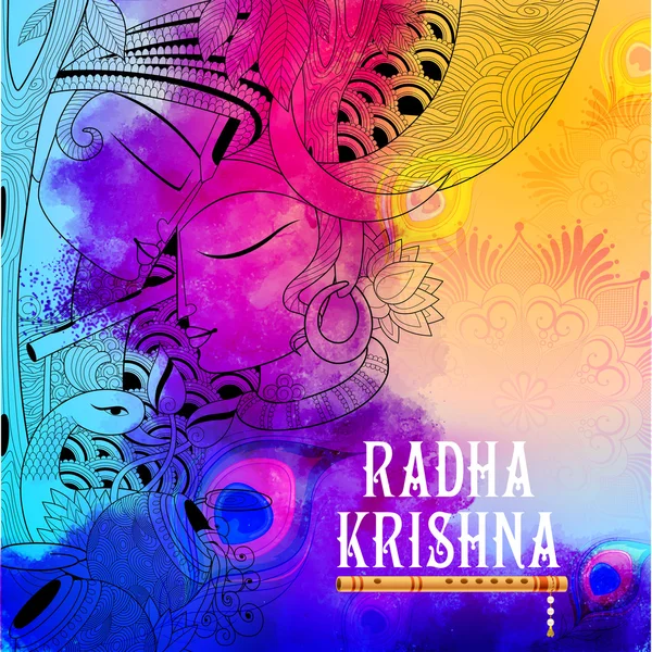 Radha ve Tanrı Krishna Janmashtami 'de — Stok Vektör