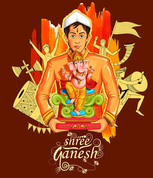 Signore Ganapati sfondo per Ganesh Chaturthi — Vettoriale Stock