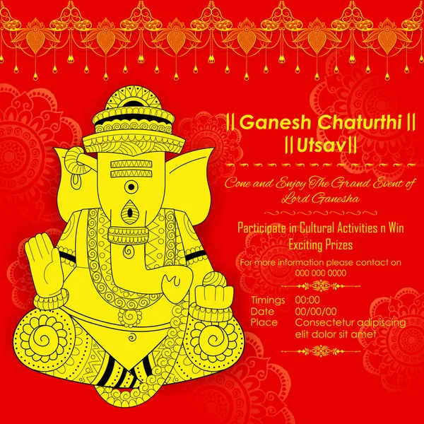 Lord Ganapati achtergrond voor Ganesh Chaturthi — Stockvector