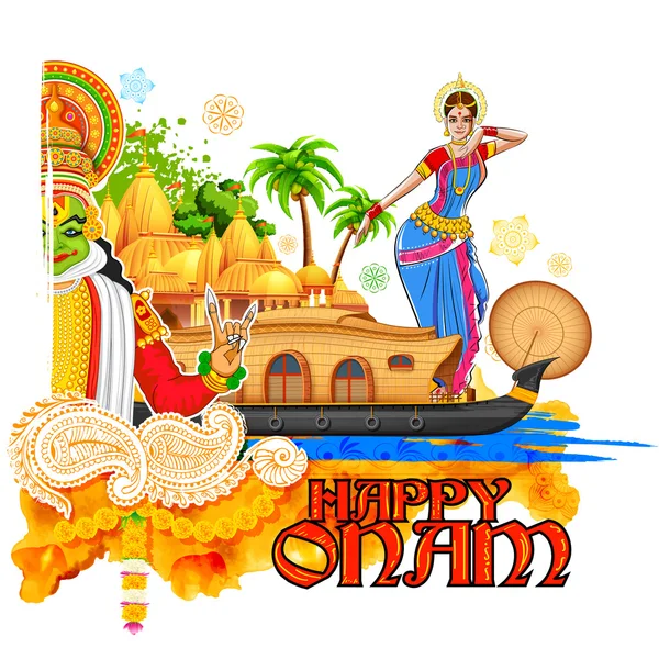 Onam background showing culture of Kerala — Stock Vector