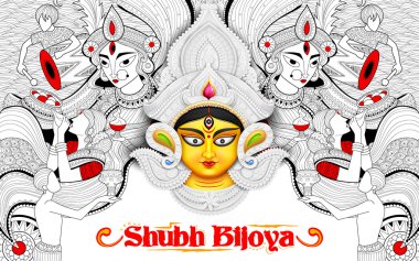 Tanrıça Durga Subho Bijoya mutlu Dussehra arka planda