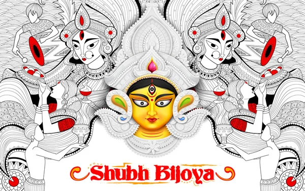 Tanrıça Durga Subho Bijoya mutlu Dussehra arka planda — Stok Vektör