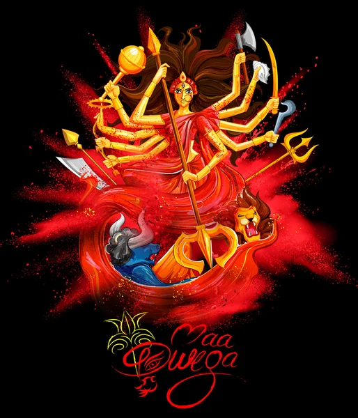 Deusa Durga em Subho Bijoya feliz Dussehra fundo — Vetor de Stock