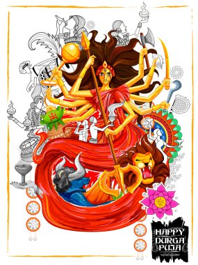 Tanrıça Durga Subho Bijoya mutlu Dussehra arka planda