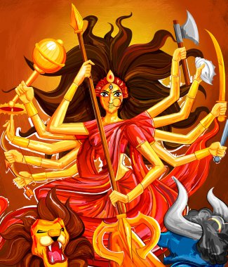 Tanrıça Durga Subho Bijoya mutlu Dussehra arka planda