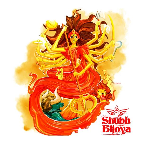 Déesse Durga à Subho Bijoya Happy Dussehra fond — Image vectorielle