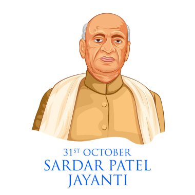 Ulusal Kahraman ve özgürlük savaşçısı Sardar Vallabhbhai Patel 'in resmi, Hindistan Demir Adam Ulusal Birlik Günü için 31 Ekim