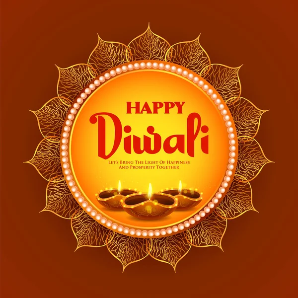Иллюстрация Декоративного Сжигания Масла Diya Фоне Праздника Happy Diwali Светового — стоковый вектор
