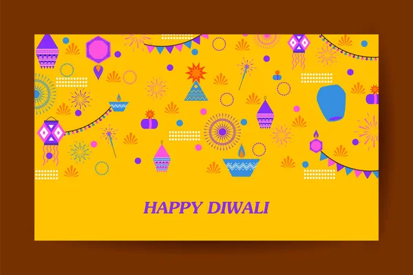 Decorative holiday object on Happy Diwali background for light festival of India — Stock Vector