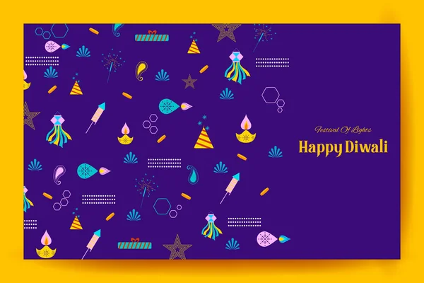 Decorative holiday object on Happy Diwali background for light festival of India — Stock Vector