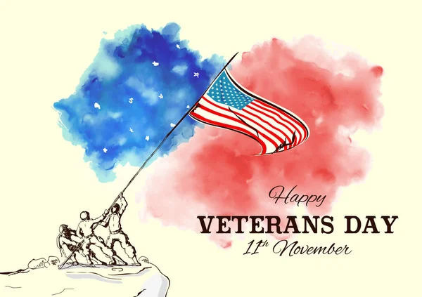 Illustrazione Army Memorial Happy Veterans Day Usa Onore Tutti Coloro — Vettoriale Stock