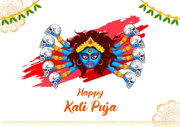 Иллюстрация Богини Кали Маа Фоне Фестиваля Индии Diwali Kali Pooja — стоковый вектор