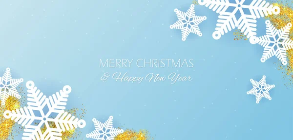 Illustration Snowflakes Wintertime Merry Christmas Happy New Year Seasonal Greetings — Stock Vector