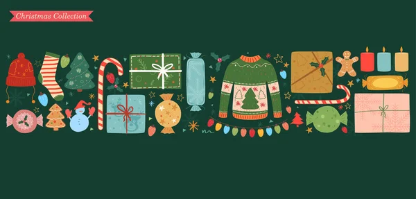 Saisonale Grußworte und Feiertagshintergrund für frohe Weihnachten und ein glückliches neues Jahr — Stockvektor