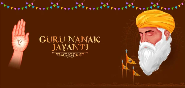 Happy Gurpurab, Guru Nanak Jayanti festival of Sh celebration — стоковый вектор