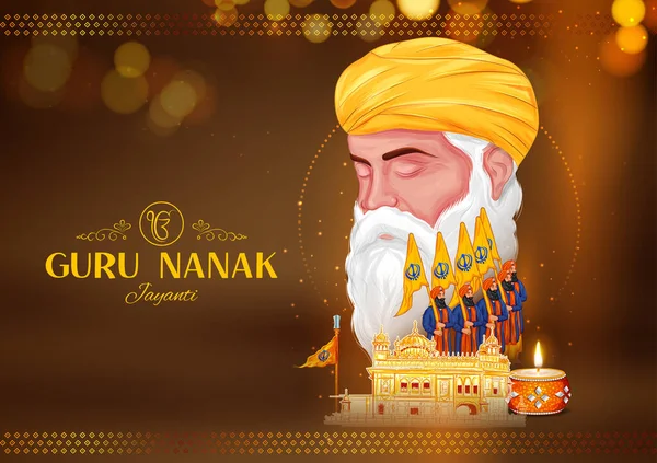 Szczęśliwego Gurpurab, Guru Nanak Jayanti festiwalu tle uroczystości Sikh — Wektor stockowy