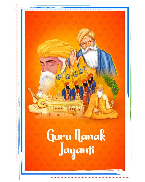 Feliz Gurpurab, Guru Nanak Jayanti festival de Sikh celebración de fondo — Vector de stock
