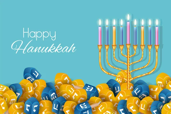 Mutlu Hanukalar Yahudi Bayramı Festivali Kutlamaları — Stok Vektör