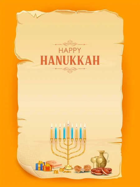 Illustrazione Felice Hanukkah Festa Ebraica Saluti Sfondo — Vettoriale Stock