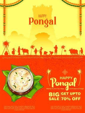 Tamil Nadu Güney Hindistan 'daki Mutlu Pongal Tatil Hasat Festivali' nin resmi