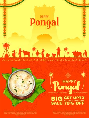 illustration of Happy Pongal Holiday Harvest Festival of Tamil Nadu South India greeting background clipart