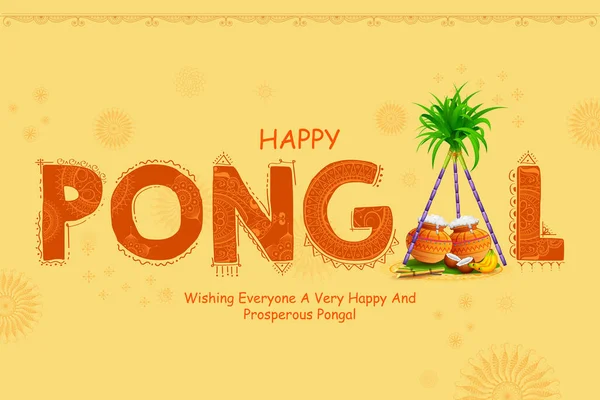 Kuva Happy Pongal Holiday Harvest Festival Tamil Nadu Etelä Intian — vektorikuva