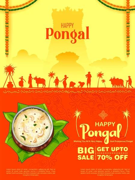 Illustration Von Happy Pongal Holiday Harvest Festival Von Tamil Nadu — Stockvektor