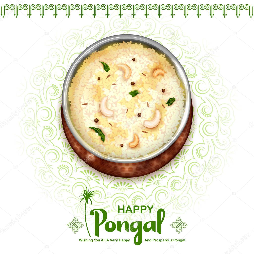 illustration of Happy Pongal Holiday Harvest Festival of Tamil Nadu South India greeting background