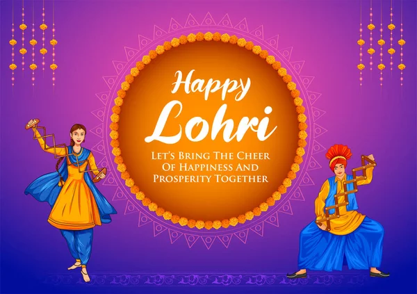 Illustration Happy Lohri Holiday Background Punjabi Festival — Stock Vector