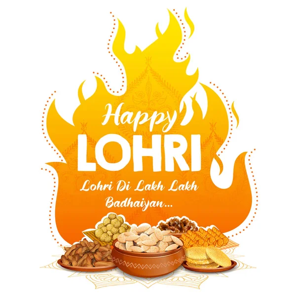 Illustrazione Sfondo Felice Vacanza Lohri Festival Punjabi — Vettoriale Stock