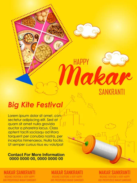 Makar Sankranti papier peint avec cerf-volant coloré pour le festival de l'Inde — Image vectorielle