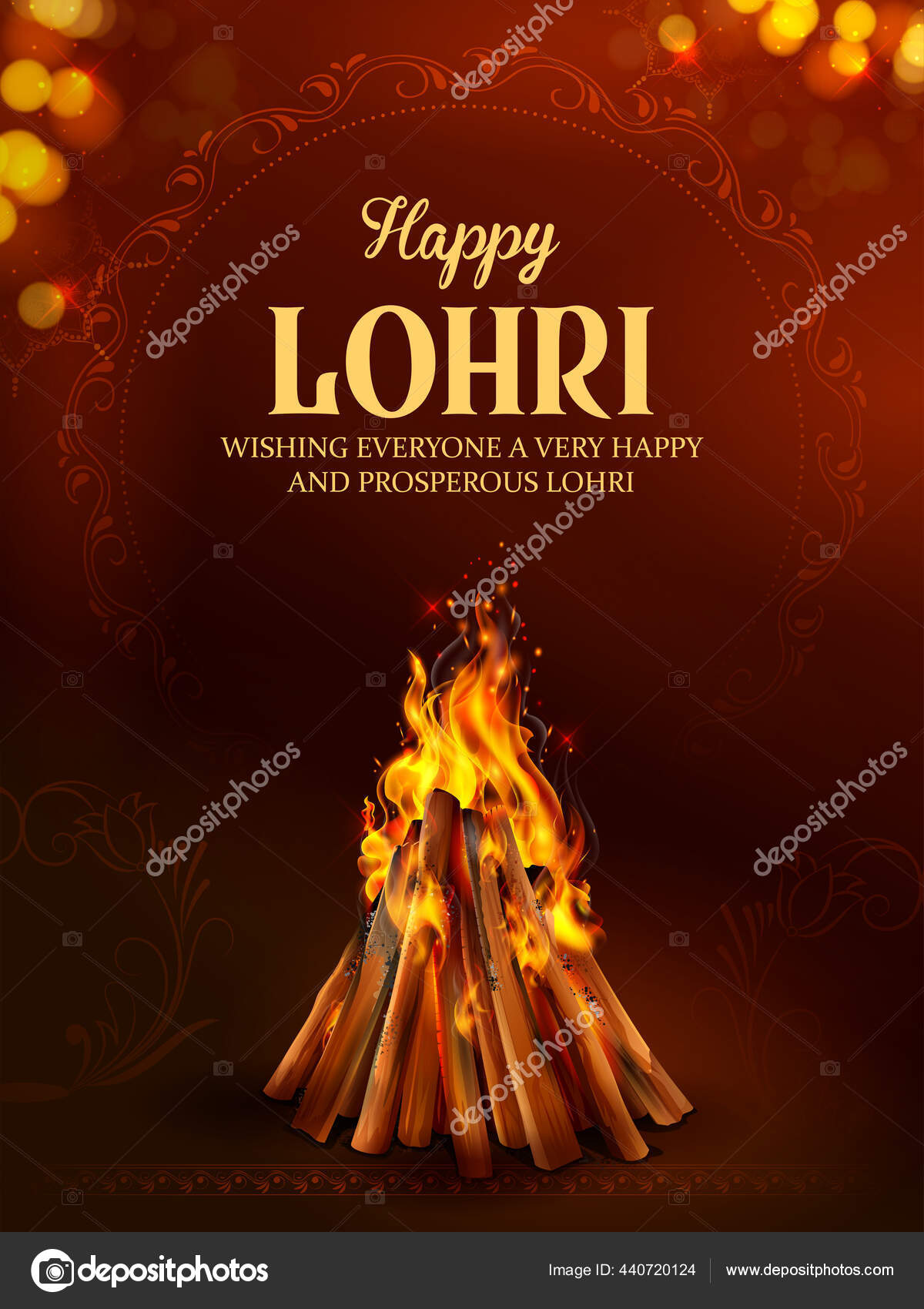 Happy Lohri Holiday Background For Punjabi Festival Stock, 58% OFF