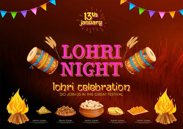 Feliz fondo de vacaciones Lohri para el festival Punjabi — Archivo Imágenes Vectoriales