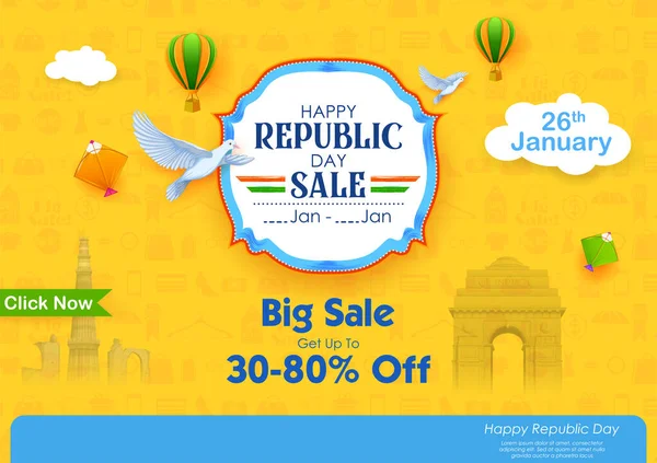 Illustration Fond Indien Avec Tricolore Pour Janvier Happy Republic Day — Image vectorielle