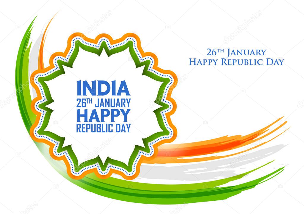 illustration of tricolor banner with Indian flag for 26th January Happy Republic Day of India