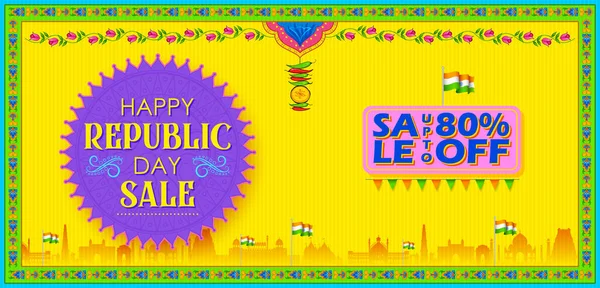 Illustration 26Th January Happy Republic Day India Sale Banner Indian — Stock Vector