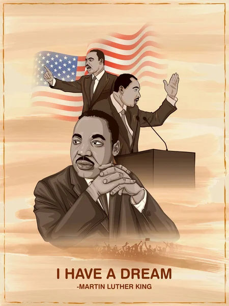 マーティン ルーサー キングの誕生日を祝うアメリカの背景のイラスト — ストックベクタ